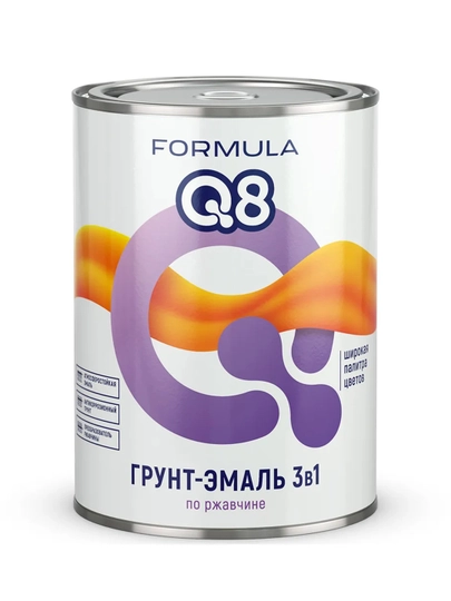Грунт-эмаль по ржавчине Formula Q8 3 в 1, матовая, 0,9 кг, голубая