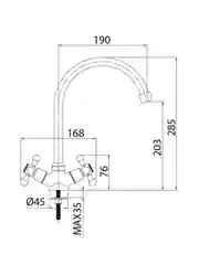 Смеситель для кухни Milardo Duplex DUPSB0JM05, двухвентильный, хром