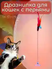 Игрушка-дразнилка для кошек с перьями
