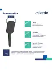 Лейка для душа Milardo Ideal Spa, 3 режима, черная матовая