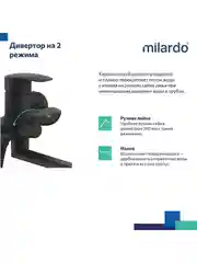 Смеситель для ванны с душем Milardo Rora, с длинным изливом, черный матовый