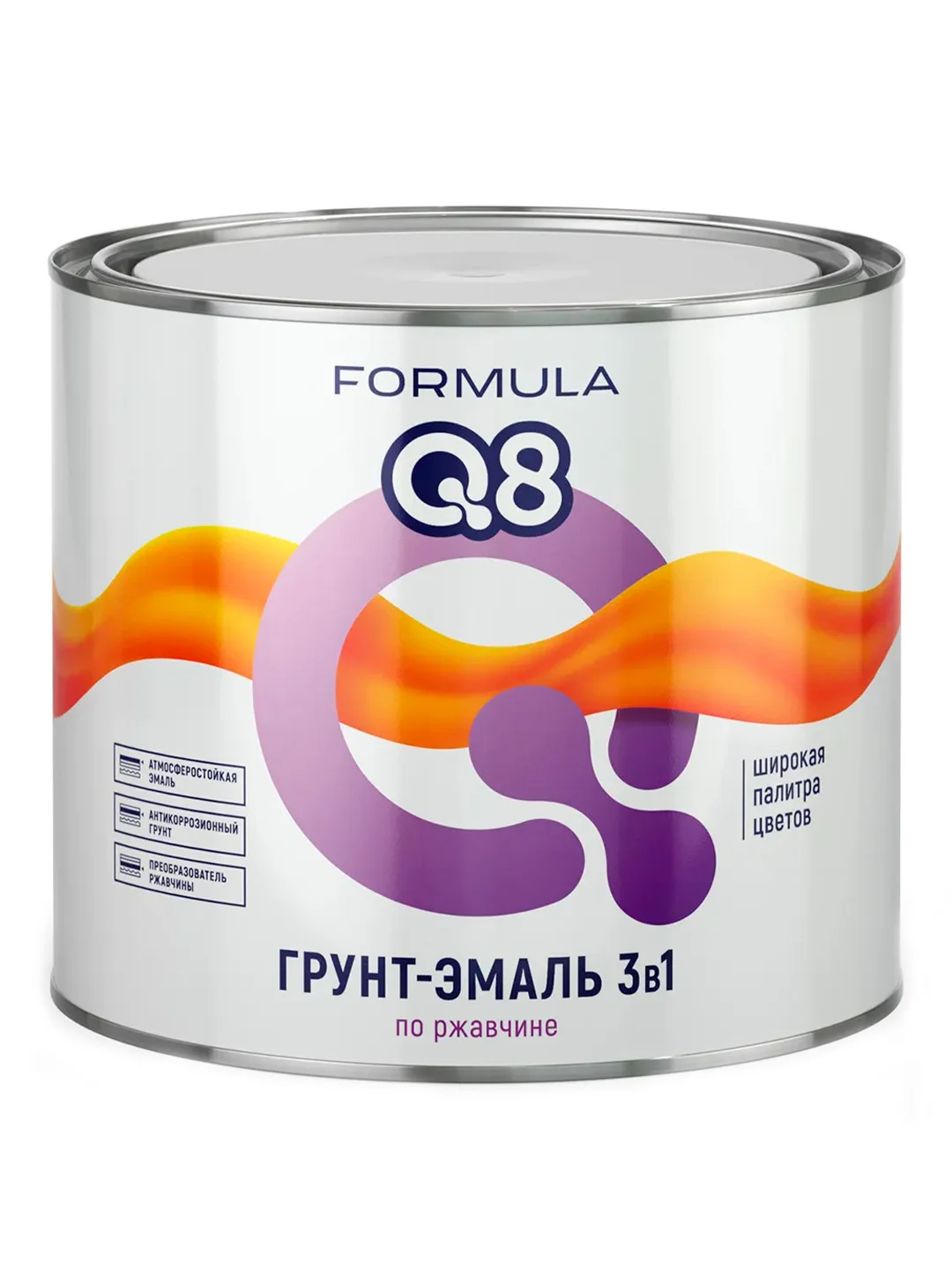 Грунт-эмаль по ржавчине Formula Q8 3 в 1, матовая, 1,9 кг, черная