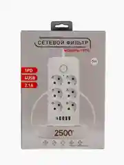 Сетевой фильтр, удлинитель 3 и 5 метров, 6 розеток + 4 порта USB 2.1А + Type-C