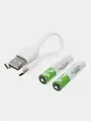 Зеленый аккумуляторные батарейки с зарядкой от USB, тип АА, ААА, Li-ion, пальчиковые, мизинчиковые