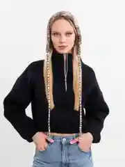 Бежевый меланж шапка чепчик