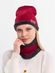 Алый шапка со снудом шерстяная, мужская, женская, зимняя