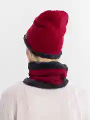 Алый шапка со снудом шерстяная, мужская, женская, зимняя