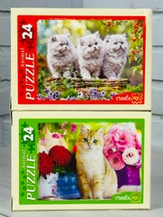 Пазл для малышей мозаика логика 2 шт 24 котята котенок кошка кот кошечка домашние животные