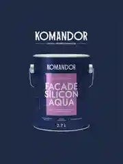 Краска фасадная Komandor Facade Silicon Aqua, глубокоматовая, база А, белая, 2,7 л