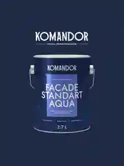 Краска фасадная Komandor Facade Standart Aqua, глубокоматовая, база C, бесцветная, 2,7 л
