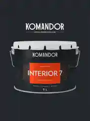 Краска для стен и потолков Komandor Interior 7, матовая, база C, бесцветная, 9 л