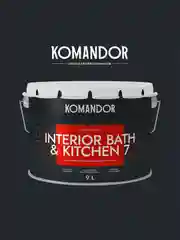 Краска интерьерная влагостойкая Komandor Interior Bath&Kitchen 7, матовая, белая, 9 л