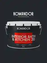 Краска интерьерная влагостойкая Komandor Interior Bath&Kitchen 20, база С, бесцветная, 9 л
