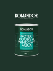 Эмаль для окон и дверей Komandor Protect Doors&Widows Aqua, полуматовая, база C,  0,9 л