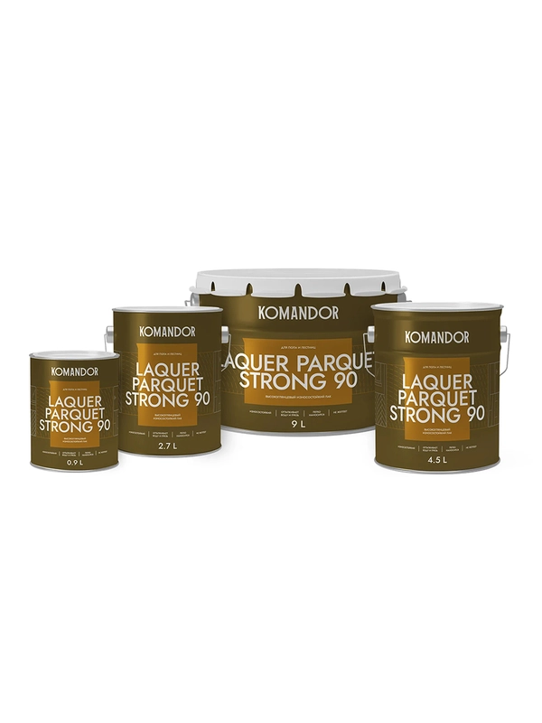 Лак для пола и лестниц Komandor Laquer Parquet Strong 90, высокоглянцевый, , 2,7 л