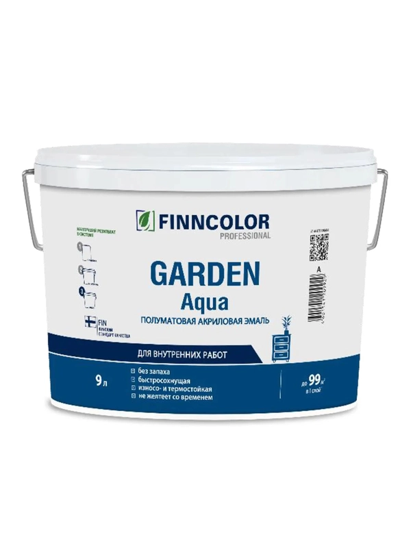 Эмаль акриловая Garden Aqua (Гарден Аква) FINNCOLOR, 9 л, белая (база А)