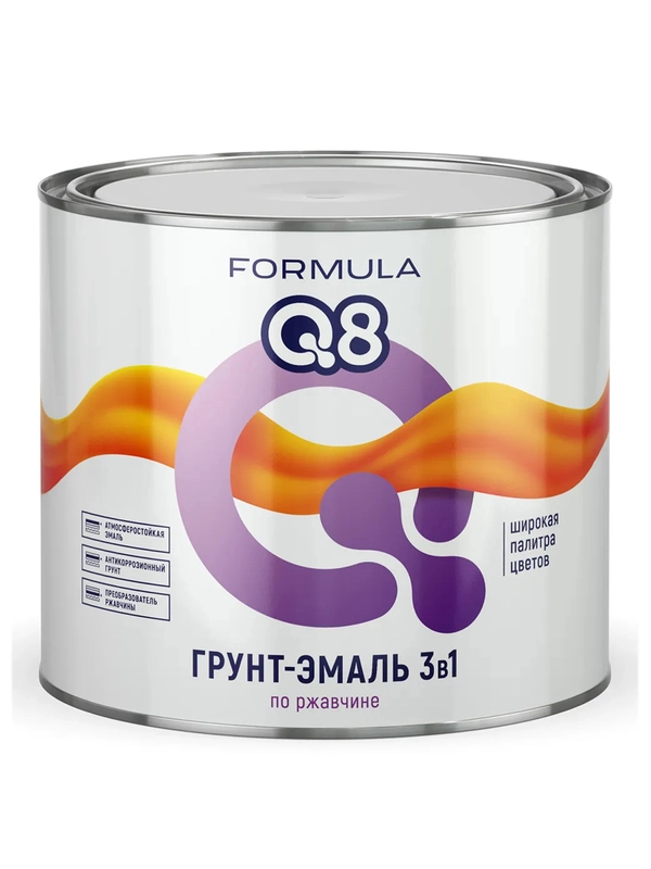 Грунт-эмаль по ржавчине Formula Q8 3 в 1, матовая, 1,9 кг, голубая