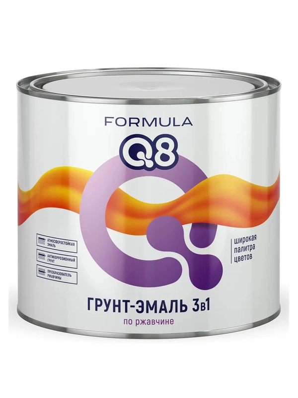 Грунт-эмаль по ржавчине Formula Q8 3 в 1, матовая, 1,9 кг, красно-коричневая