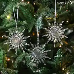 Набор елочных игрушек "Снежинки" / Елочные украшения / Снежинки прозрачные на елку