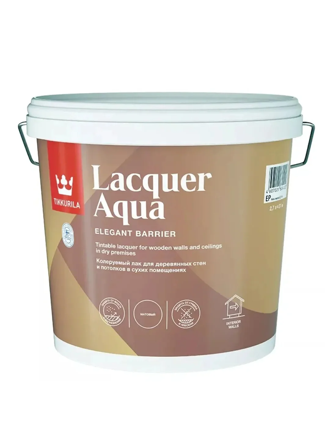 Лак матовый Lacquer Aqua (Лак Аква) TIKKURILA 2,7 л бесцветный (база EP)