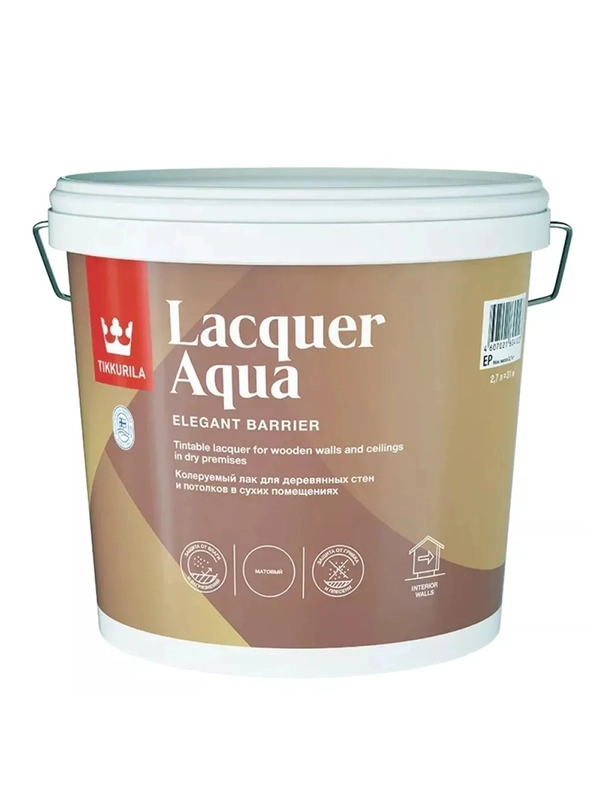 Лак матовый Lacquer Aqua (Лак Аква) TIKKURILA 2,7 л бесцветный (база EP)
