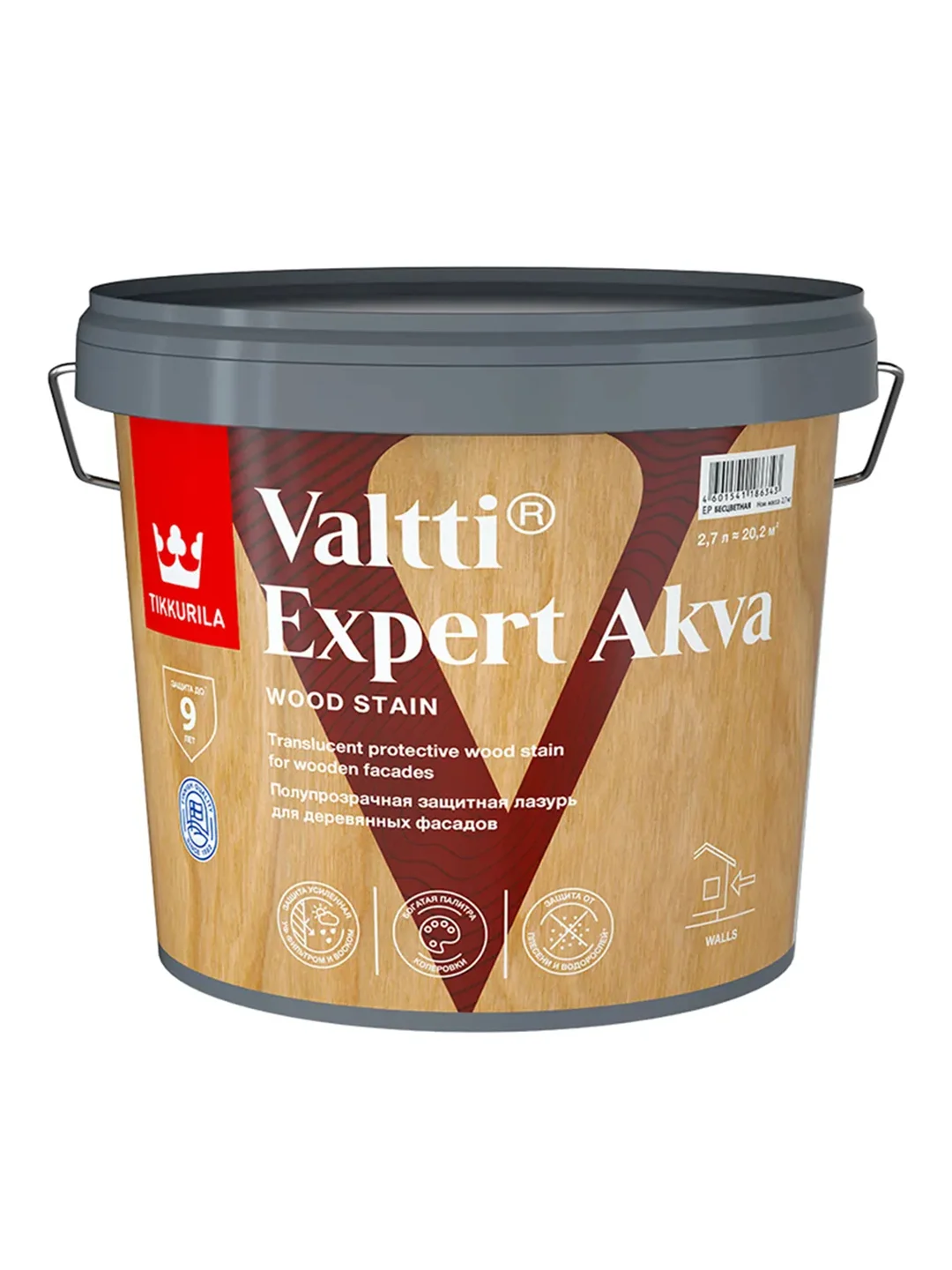 Декоративный антисептик Valtti Expert Akva (Валтти Эксперт Аква) TIKKURILA 2,7л бесцветный