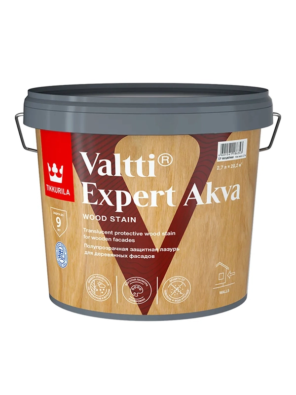 Декоративный антисептик Valtti Expert Akva (Валтти Эксперт Аква) TIKKURILA 2,7л бесцветный