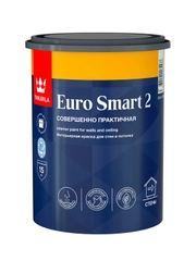 Краска моющаяся для стен и потолков Euro Smart-2 (Евро-2) TIKKURILA 0,9л белый (база А)