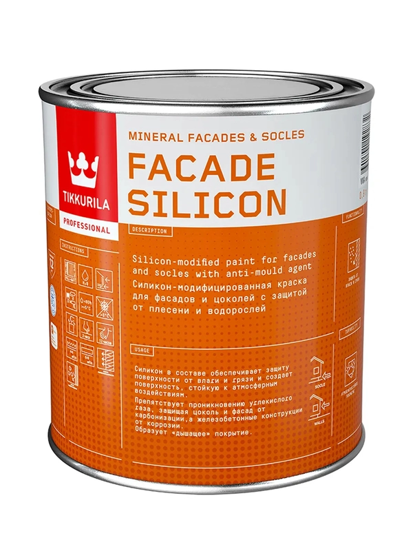Краска для фасадов и цоколей Facade Silicon (Фасад Силикон) TIKKURILA 0,9л (база С)