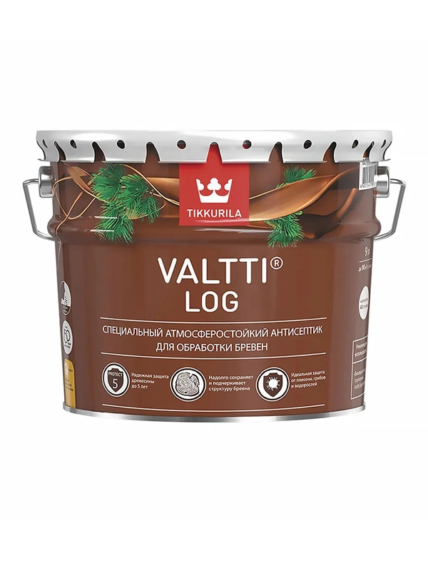 Декоративный антисептик для дерева Valtti Log EC (Валтти Лог) TIKKURILA 9л бесцветный