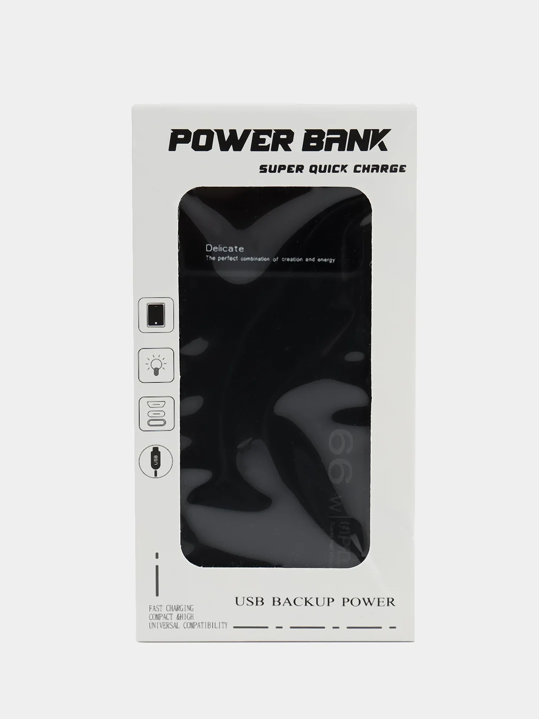 Черный внешний аккумулятор с 4 встроенными кабелями, Power Bank 10000/20000/30000 mAh