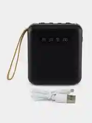 Угольный внешний аккумулятор с 4 встроенными кабелями, Lightning, Type-C, Power Bank, 10000 mAh