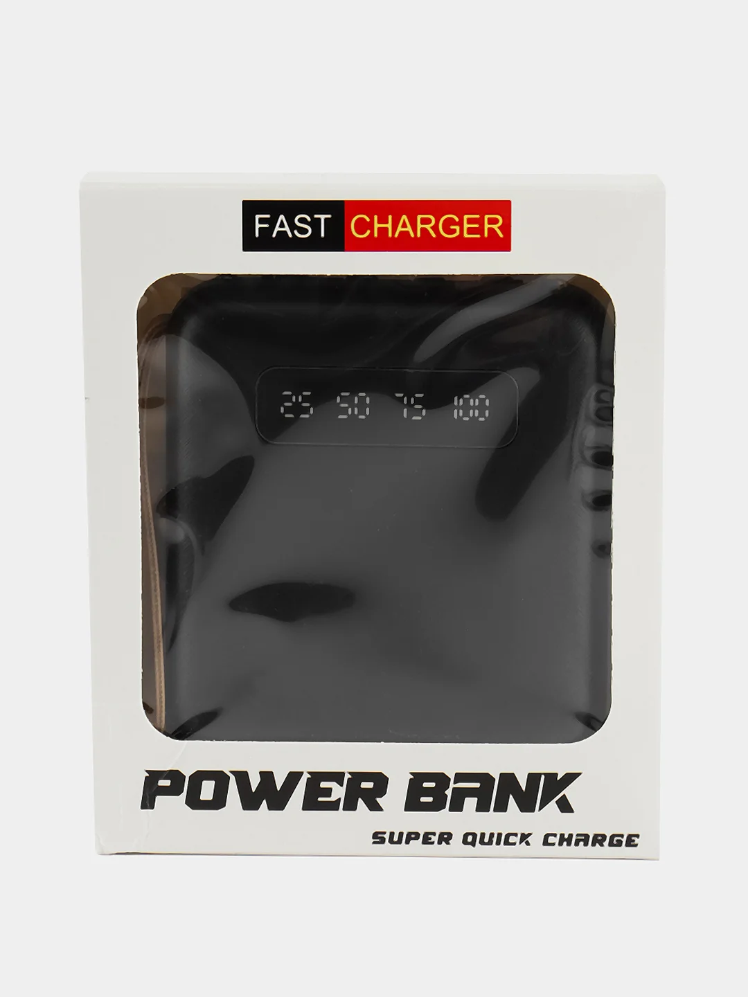 Угольный внешний аккумулятор с 4 встроенными кабелями, Lightning, Type-C, Power Bank, 10000 mAh