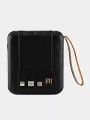 Угольный внешний аккумулятор с 4 встроенными кабелями, Lightning, Type-C, Power Bank, 10000 mAh
