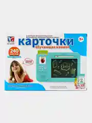 Розовый планшет интерактивный с обучающими карточками