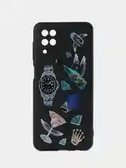 Черный чехол силиконовый для Honor Samsung A02, A02S, A12, A52 4G, A72 4G, M31, цветной 3D принт