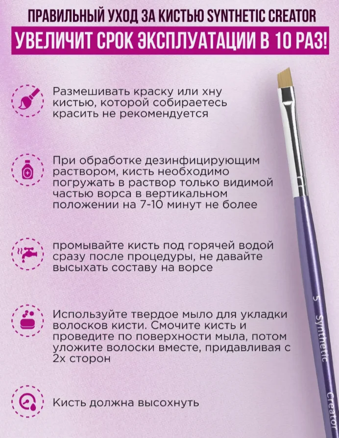 Кисть скошенная для бровей Synthetic 5, синтетик 5, Synthetic 5 Creator