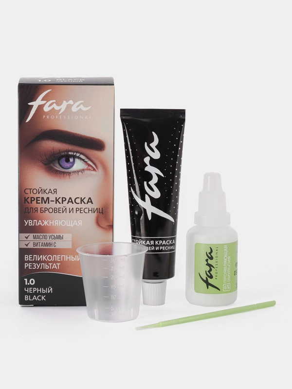 Стойкая крем-краска для бровей и ресниц Fara 1.0 BLACK