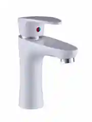 Смеситель для раковины с коротким изливом PLStart PL1005-8, хром/белый