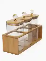 Набор стеклянных банок с подставкой для сыпучих продуктов,сахарница, набор для специй