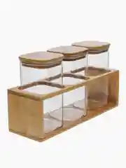 Набор стеклянных банок с подставкой для сыпучих продуктов,сахарница, набор для специй