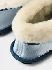 Голубой чуни-тапочки женские утепленные вязаные "Бабуши" от Soft Slippers