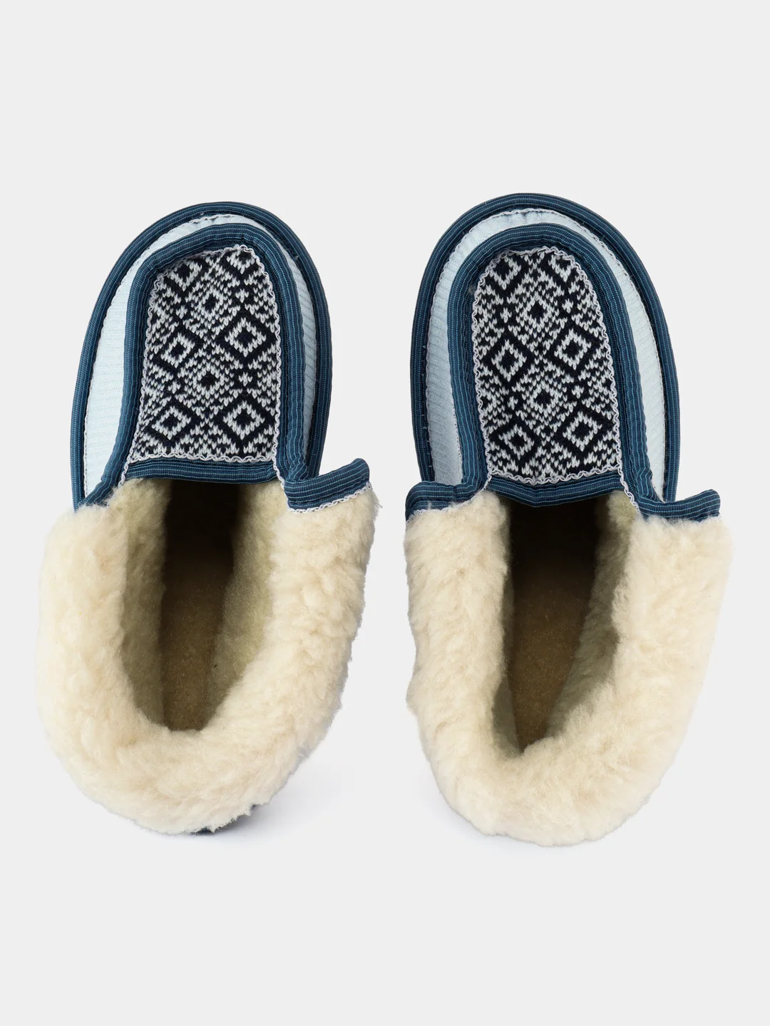 Голубой чуни-тапочки женские утепленные вязаные "Бабуши" от Soft Slippers