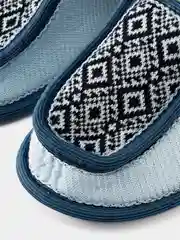 Голубой чуни-тапочки женские утепленные вязаные "Бабуши" от Soft Slippers