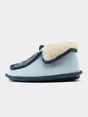 Голубой чуни-тапочки женские утепленные вязаные "Бабуши" от Soft Slippers