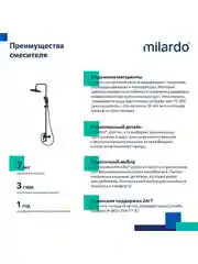 Душевая система с тропическим душем Milardo Rora, со смесителем, черный матовый