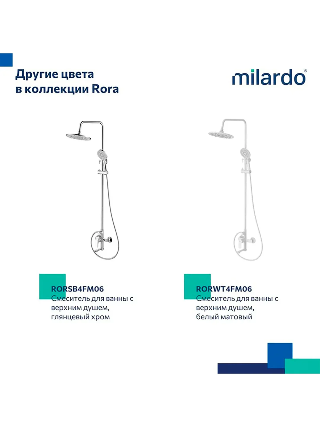 Душевая система с тропическим душем Milardo Rora, со смесителем, черный матовый