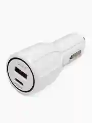 Белый автомобильное зарядное устройство в прикуриватель Type-C + USB, быстрая зарядка, 48В