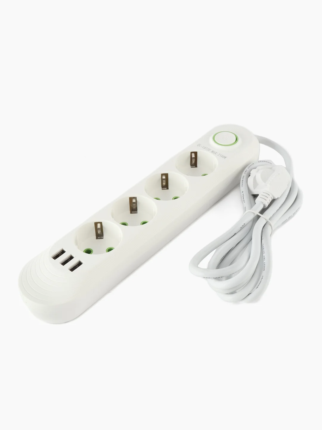Сетевой фильтр, удлинитель, 2 метра, 4 розетки +  3 порта USB зарядки