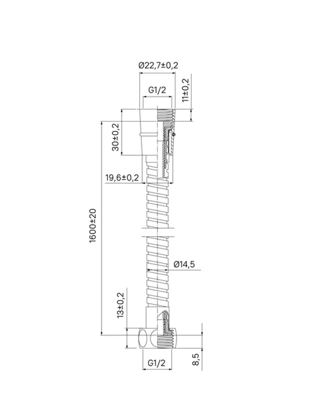 Шланг для душа Milardo 130S160M19, 1,6 м